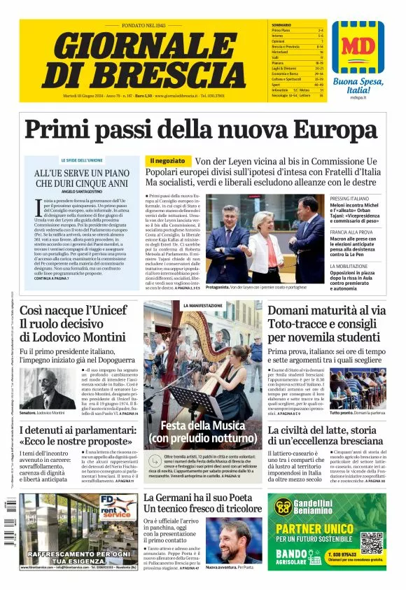 Prima-pagina-giornale di brescia-oggi-edizione-del-2024-06-18